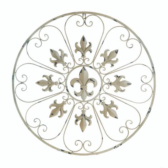 Cream Circular Fleur De Lis Wall Décor